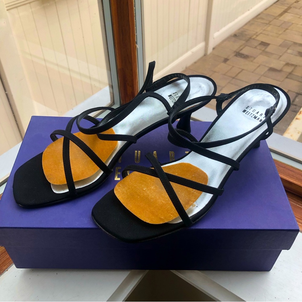 Stuart Weitzman Brace Strappy Kitten Heels